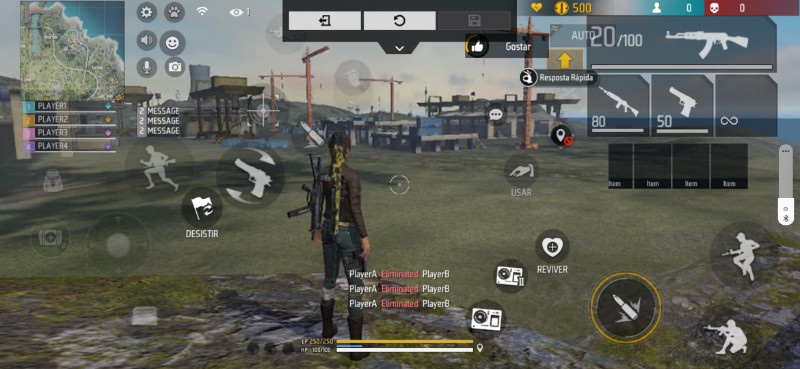 HUD Free Fire 2 dedo — layout personalizado para celular
