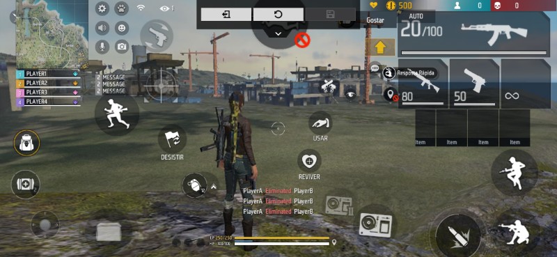 HUD Free Fire 2 dedos — layout personalizado para celular
