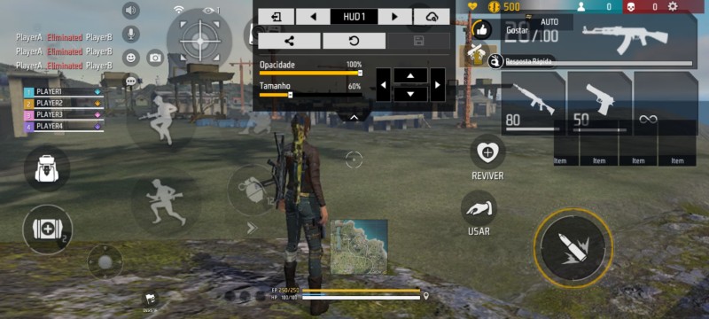 HUD Free Fire 3 dedos — layout personalizado para celular