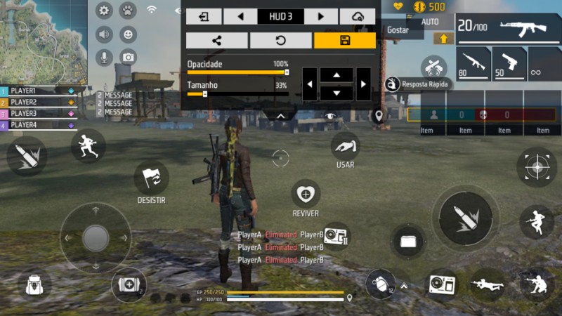 HUD Free Fire hud de pro players. — layout personalizado para celular