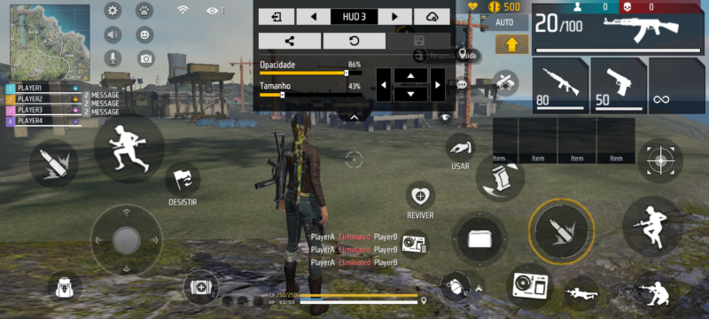 HUD Free Fire hud dois dedos para motorola — layout personalizado para celular