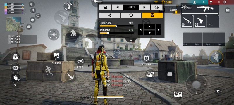 HUD Free Fire hud fácil de prender 3 dedos — layout personalizado para celular