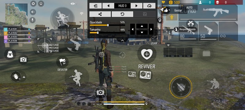 HUD Free Fire rud 3 dedos instaplayer — layout personalizado para celular