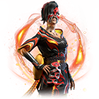 Conjunto Ilusão Flamejante no Free Fire - item Épico