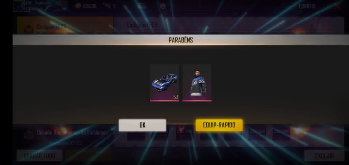 CODIGUIN FF Skin Carro Esportivo FFCS