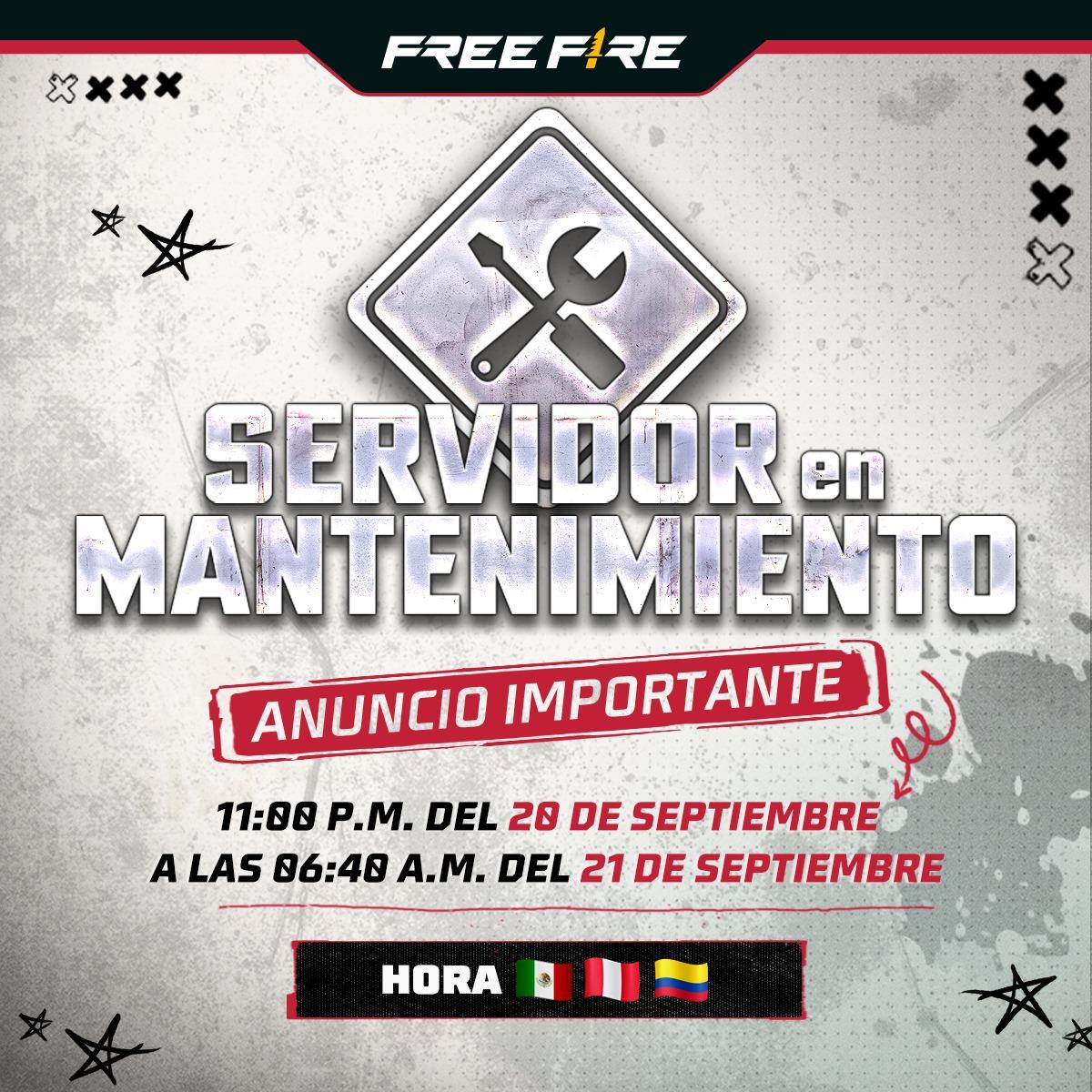 Tiempo de mantenimiento de Free Fire