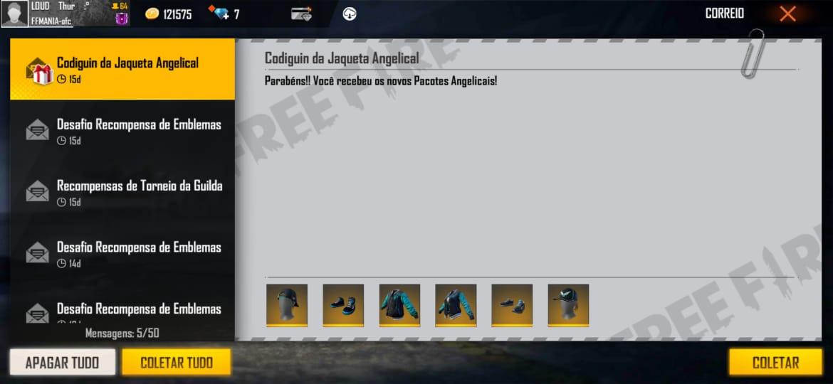 CODIGUIN FF com itens Angelicais