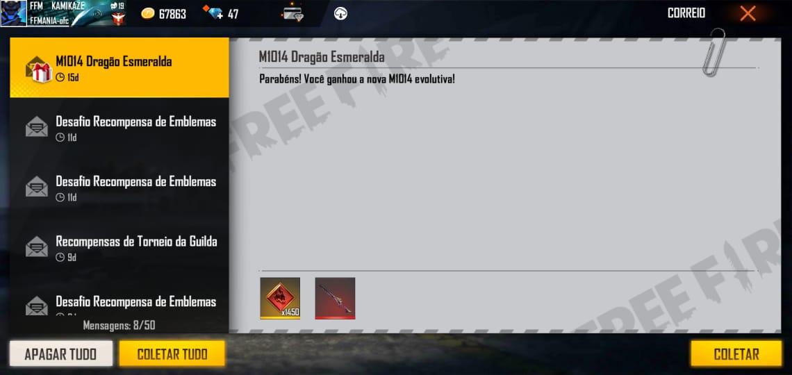 Codiguin M1014 e GROZA Faraó; veja como resgatar no Rewards - Tropa Free  Fire