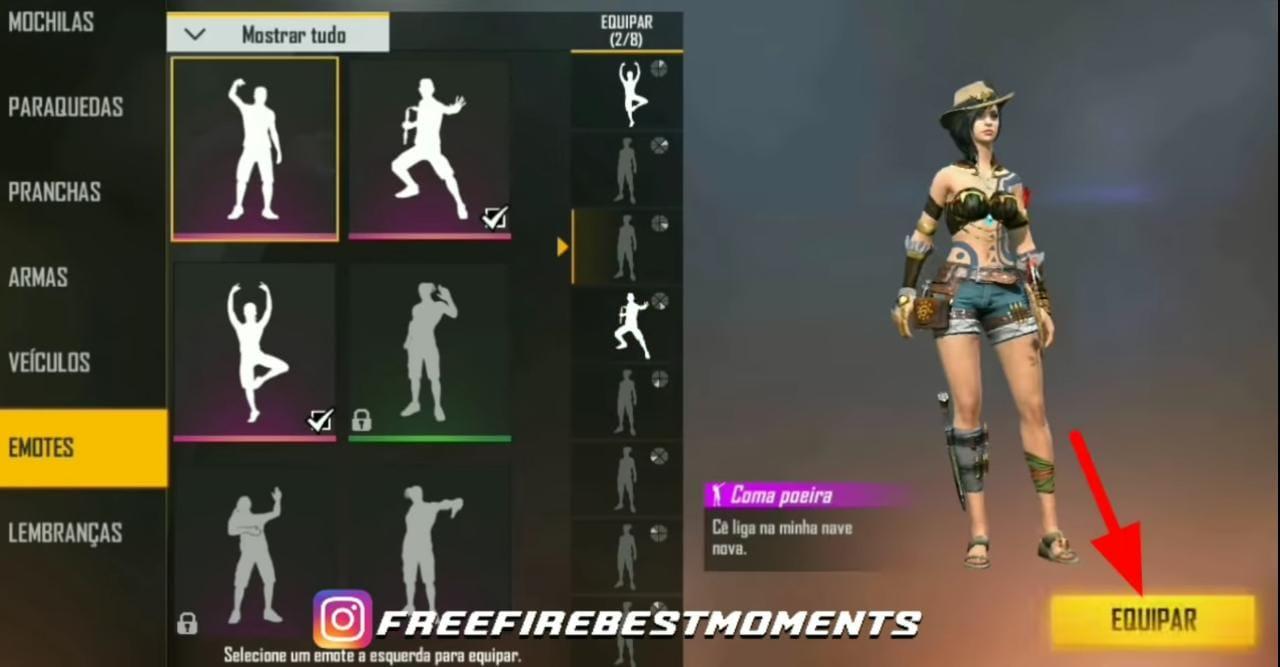 novos emotes free fire