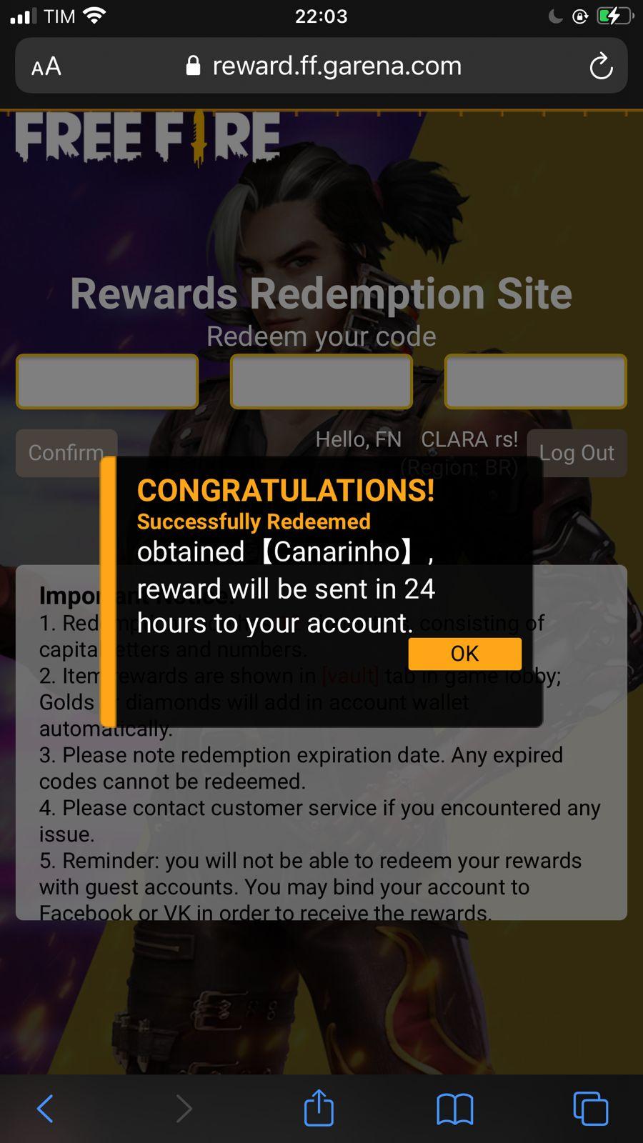 O Rewards Redemption FF ou rewardff é o site de codiguin da Garena