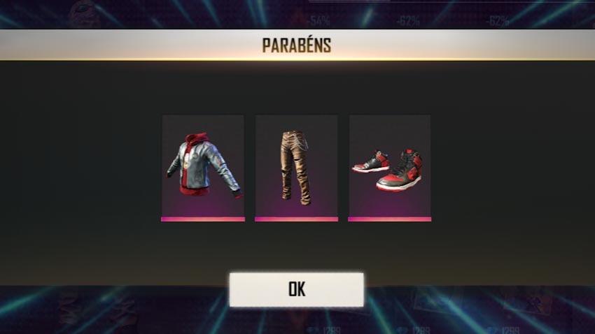 Promoção evento pacotes persongens free fire