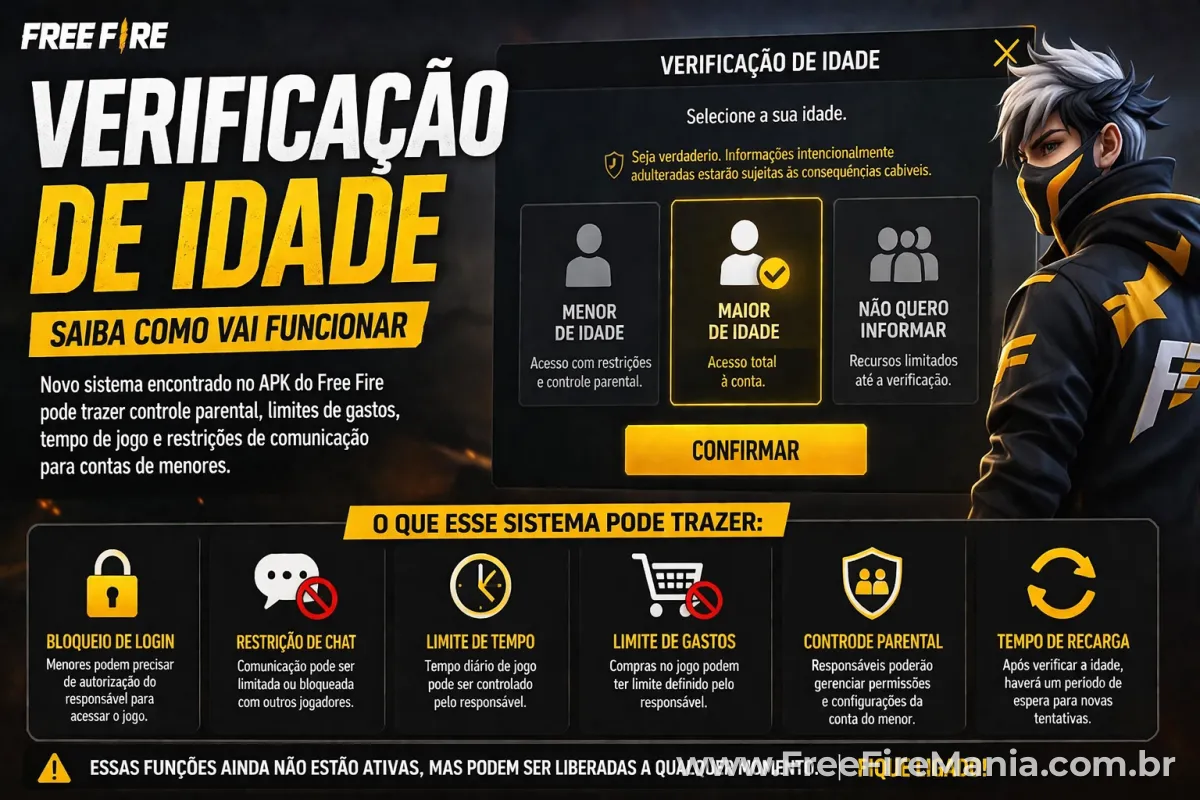 Tela de verifica&ccedil;&atilde;o de idade Free Fire APK