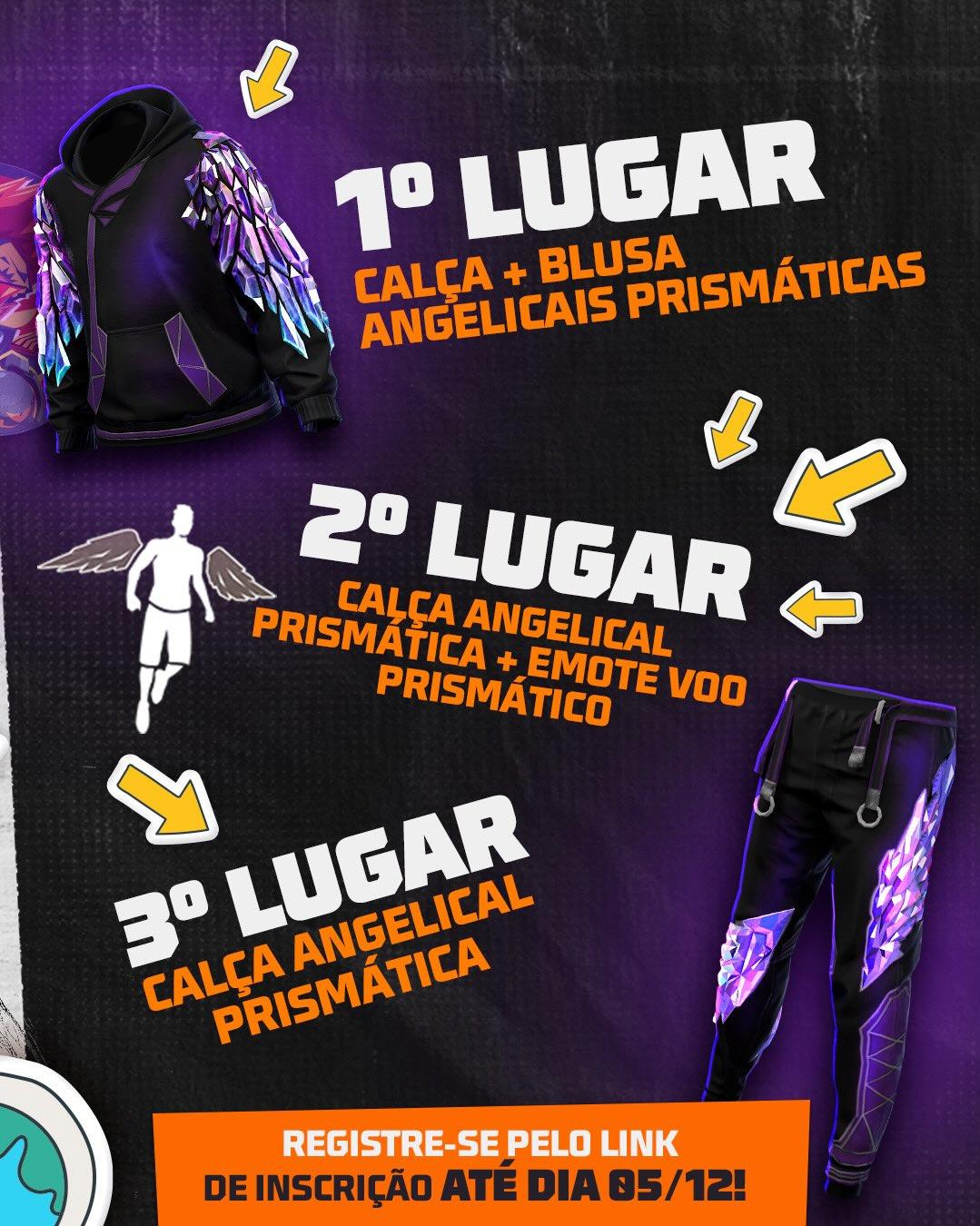 Calça Angelical grátis no Free Fire através do evento Rushadão