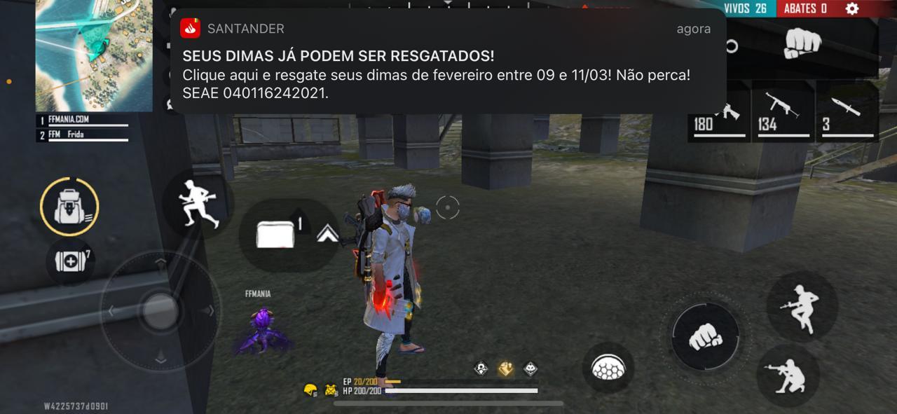 Santander e Free Fire: como resgatar diamantes grátis da promoção