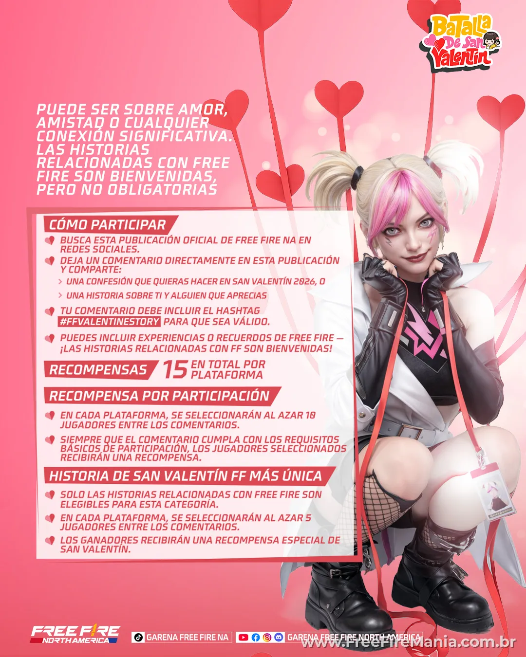 Evento oficial de San Valent&iacute;n en Free Fire con recompensas