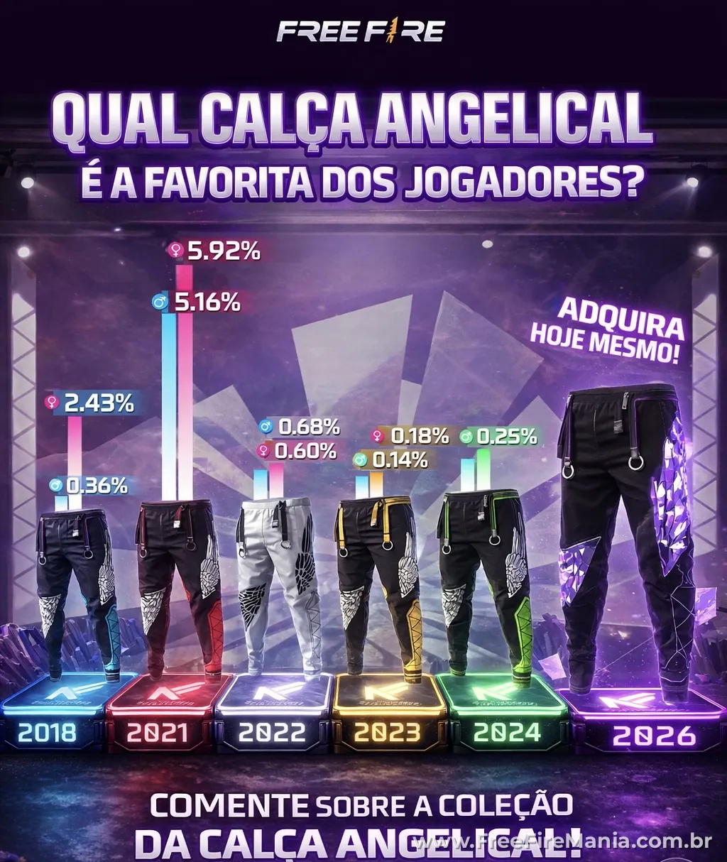 Calça Angelical Free Fire skin rara