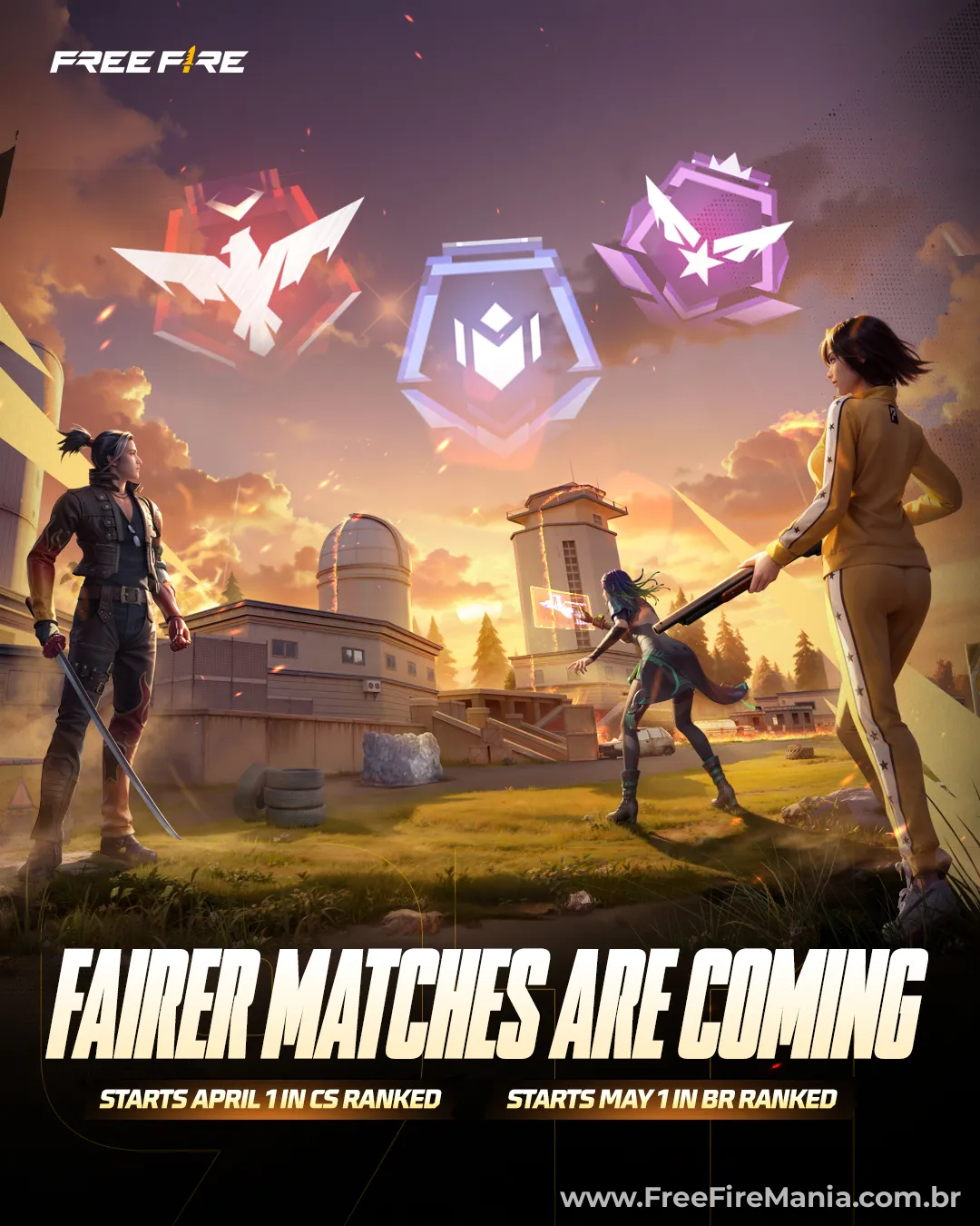 Mudan&ccedil;a no sistema ranqueado do Free Fire matchmaking mais justo