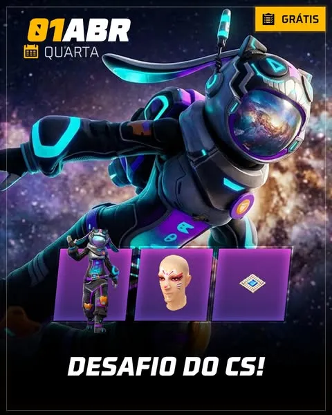 Desafio do CS Free Fire evento quarta recompensas