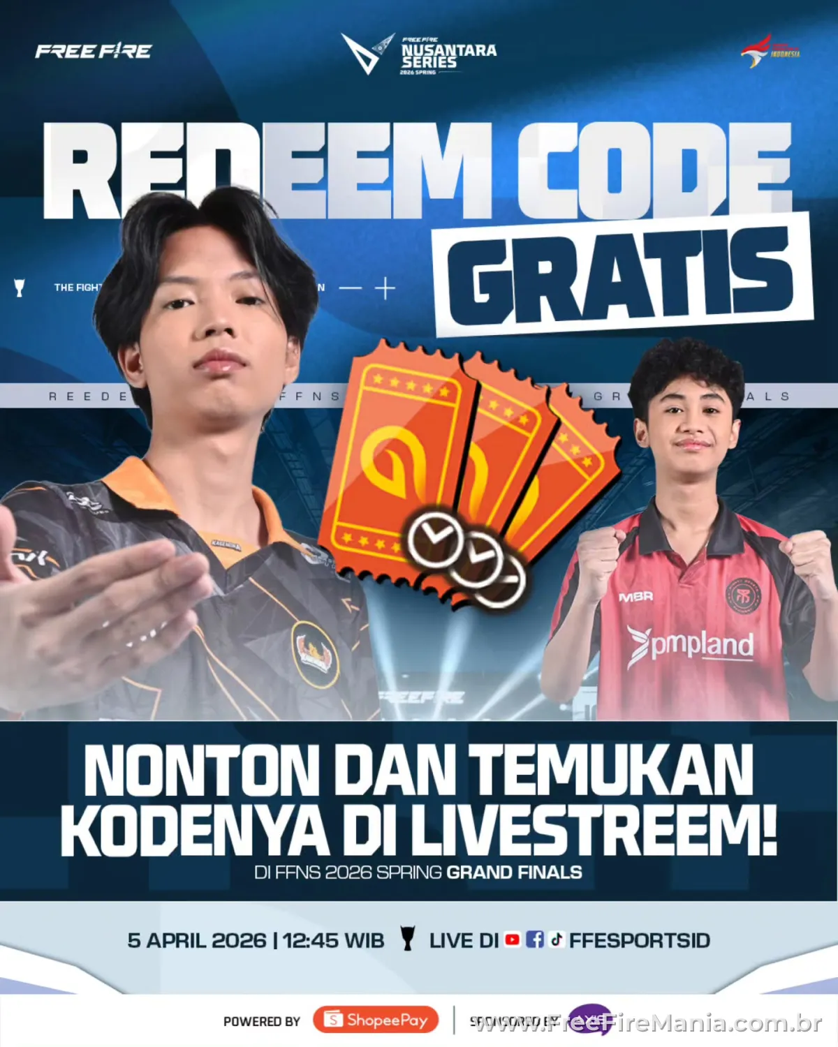Free Fire FFWS SEA 2026 redeem codes today livestream
