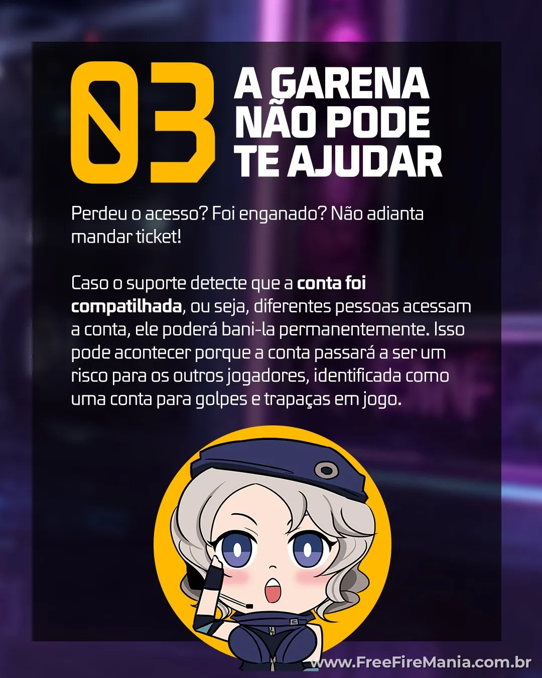 Conta Free Fire comprada não tem suporte