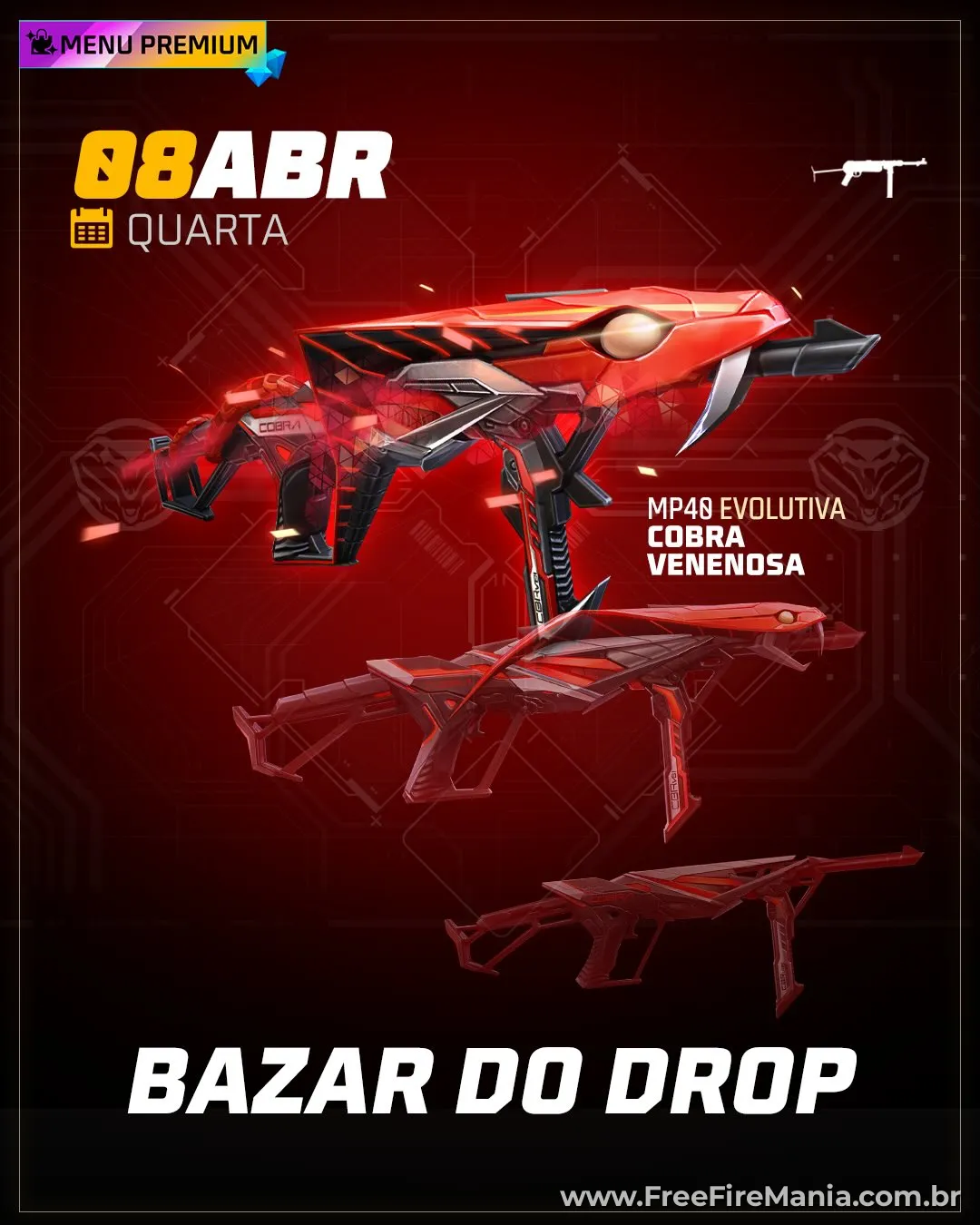 MP40 Cobra Venenosa Bazar do Drop Free Fire