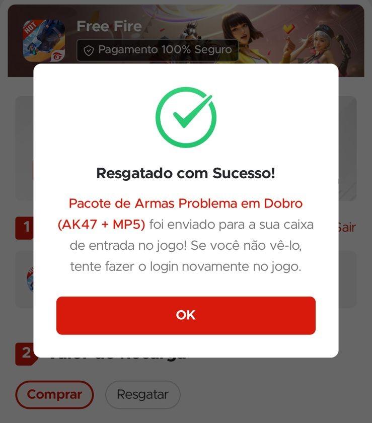 Pacote de Armas da Ak47 Problema em Dobro é o novo CODIGUIN FF infinito do Free Fire