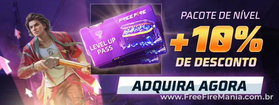 Promo&ccedil;&atilde;o oficial de desconto no Free Fire com Level Up Pass e redu&ccedil;&atilde;o de pre&ccedil;o