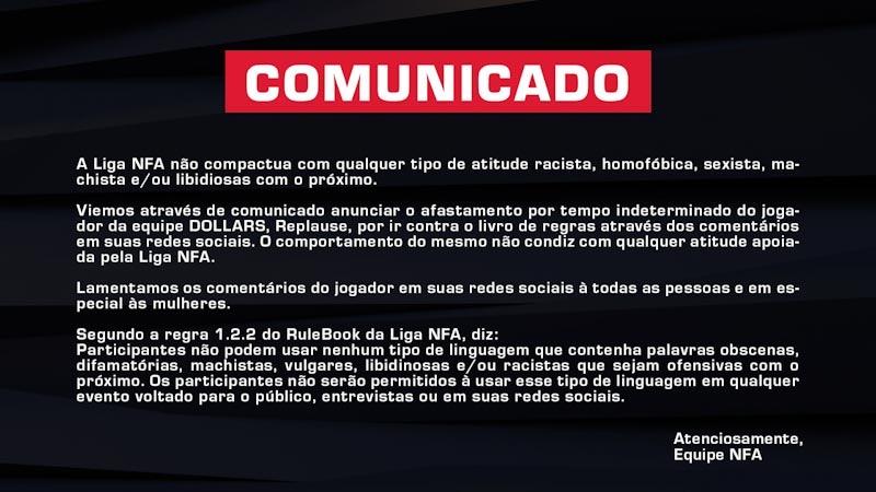 Comunicado NFA sobre Replause