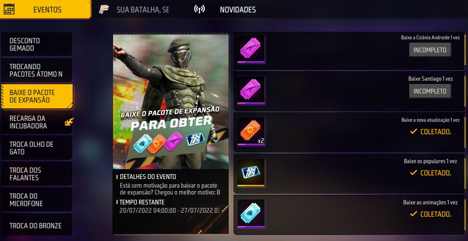 Por que eu devo baixar o pacote de expansão? – Free Fire Suporte