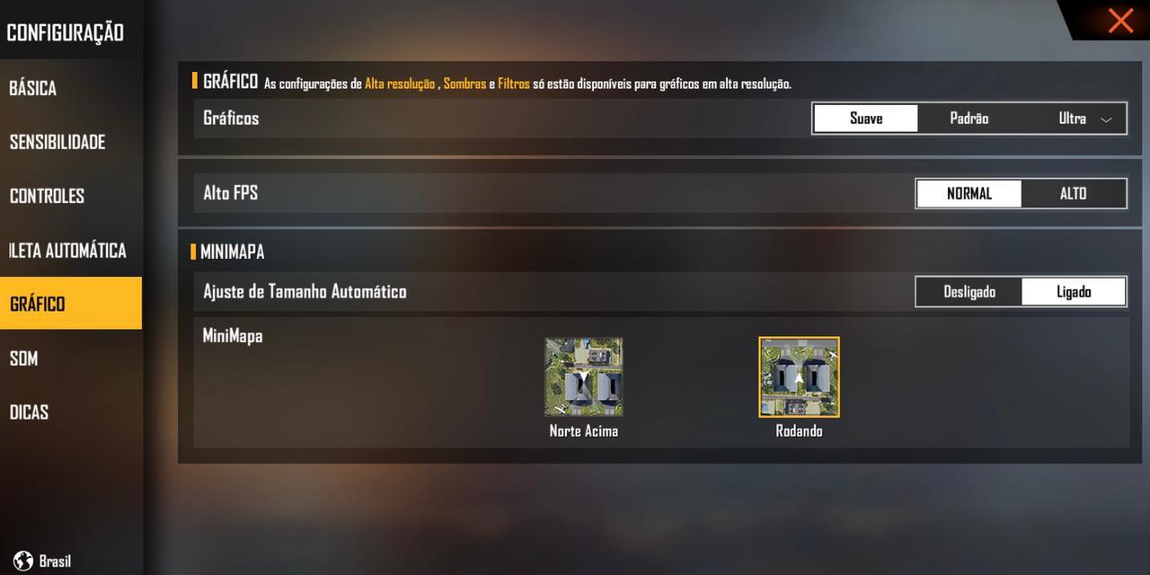 Ajuste de gráficos no Free Fire