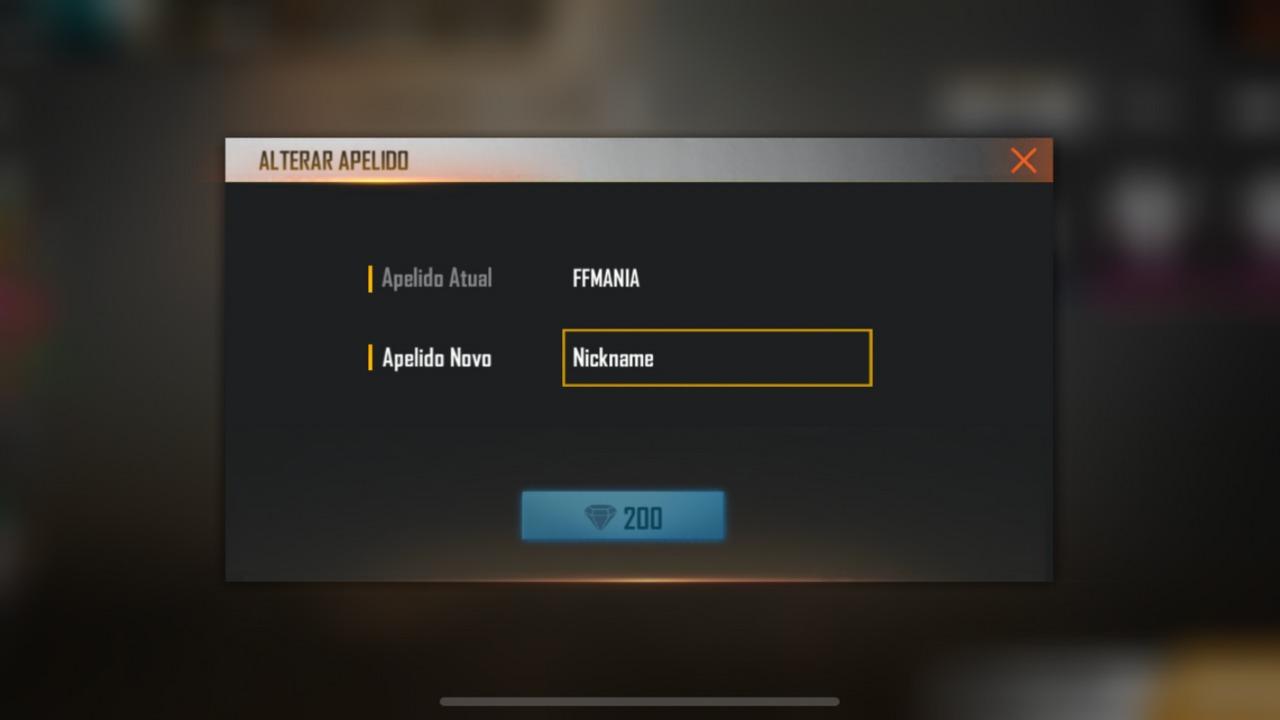 Escreva o novo nome do pet Free Fire