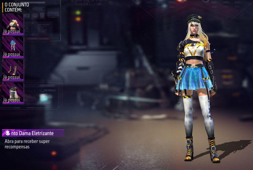 Pacote Dama Eletrizante no Free Fire
