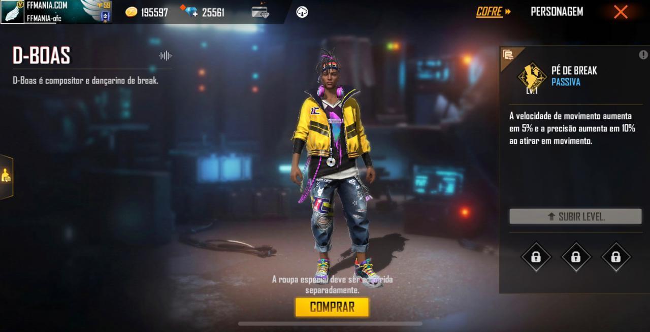 Free Fire: como jogar com D-Boas; veja dicas para personagem, free fire