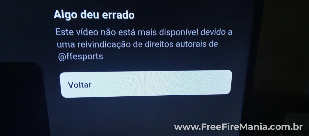 Mensagem de vídeo indisponível no YouTube durante live da NFA