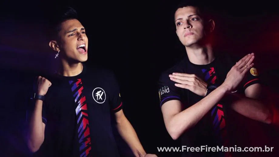 Nobru e Cerol no in&iacute;cio do projeto Fluxo no Free Fire