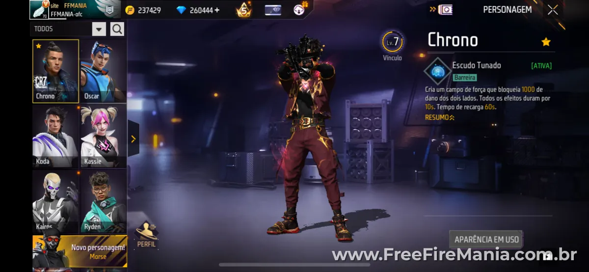 Personagem Chrono no Free Fire