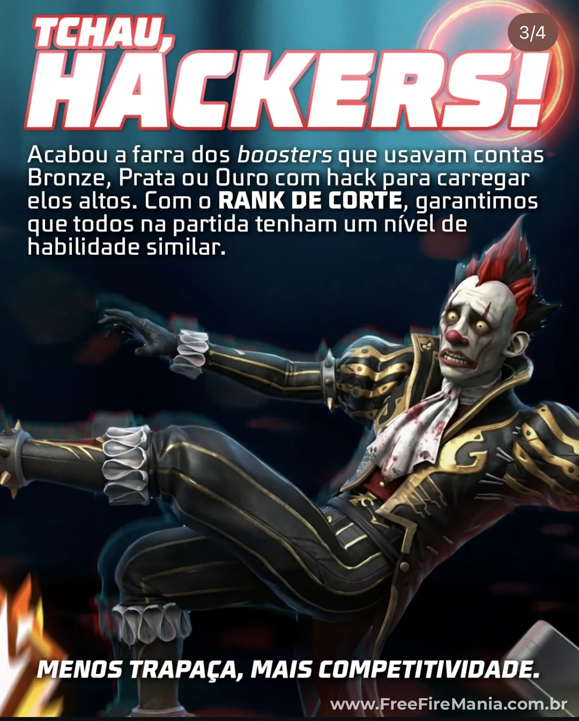 Free Fire combate boosters e hackers nas ranqueadas