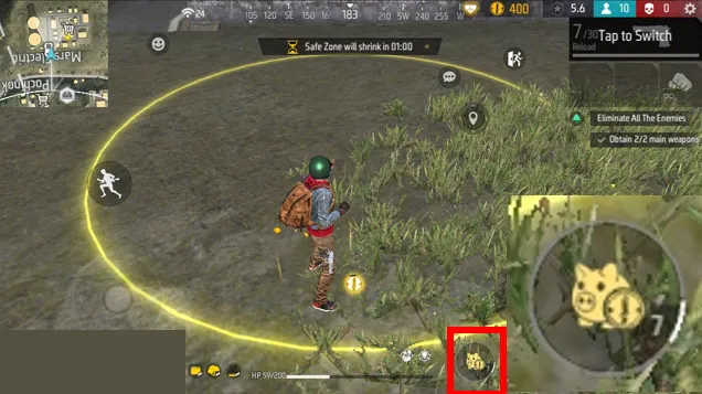 Granada de Moedas cria área especial no modo Battle Royale do Free Fire OB54