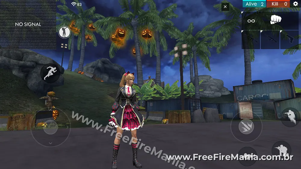 Elementos de Halloween adicionados aos mapas Bermuda e Purgatório no Free Fire
