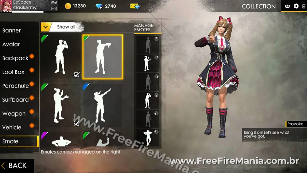 Sistema de emotes lançado no Free Fire em outubro de 2018