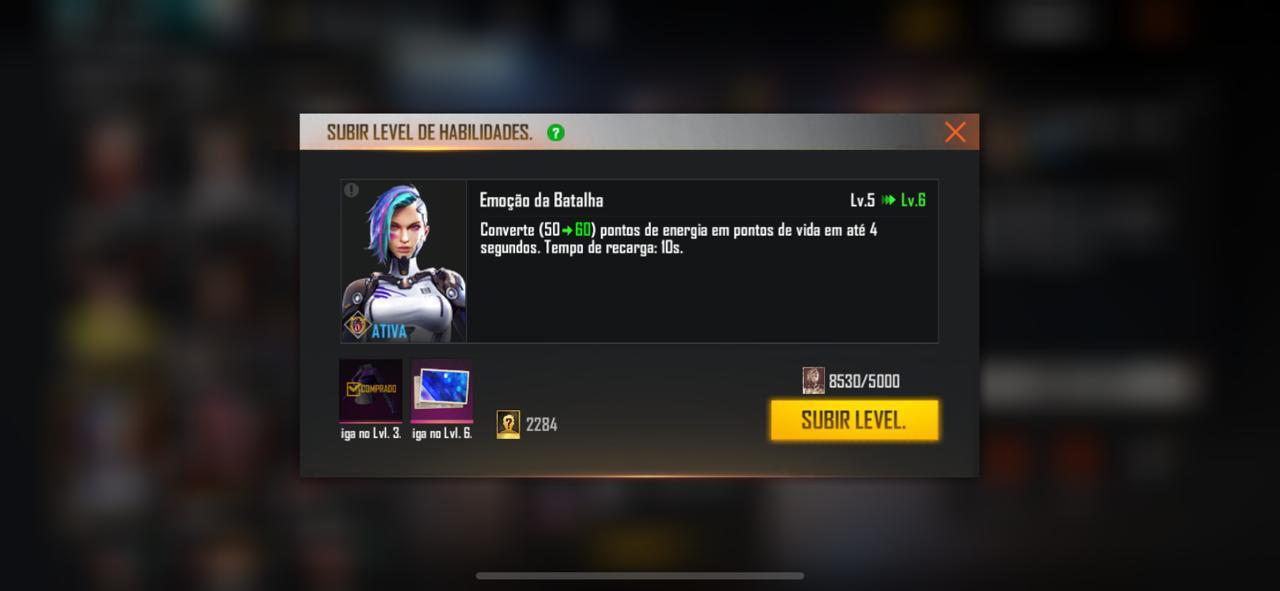 upando personagens com fragmentos do Free Fire