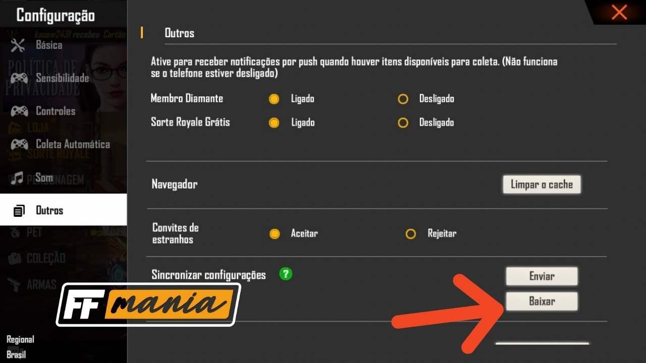 Baixar configurações do Free Fire