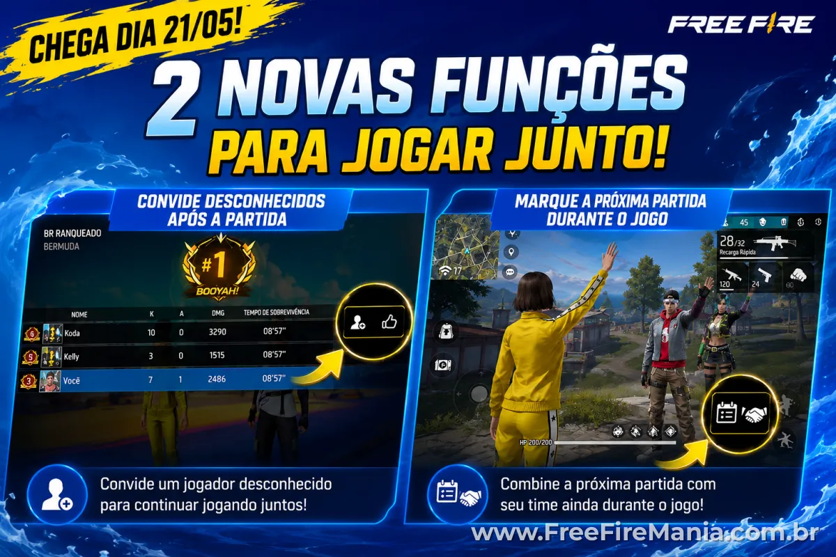 Novos bot&otilde;es para equipes no Free Fire
