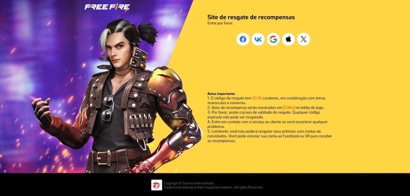 Código Free Fire com o novo CODIGUIN FF