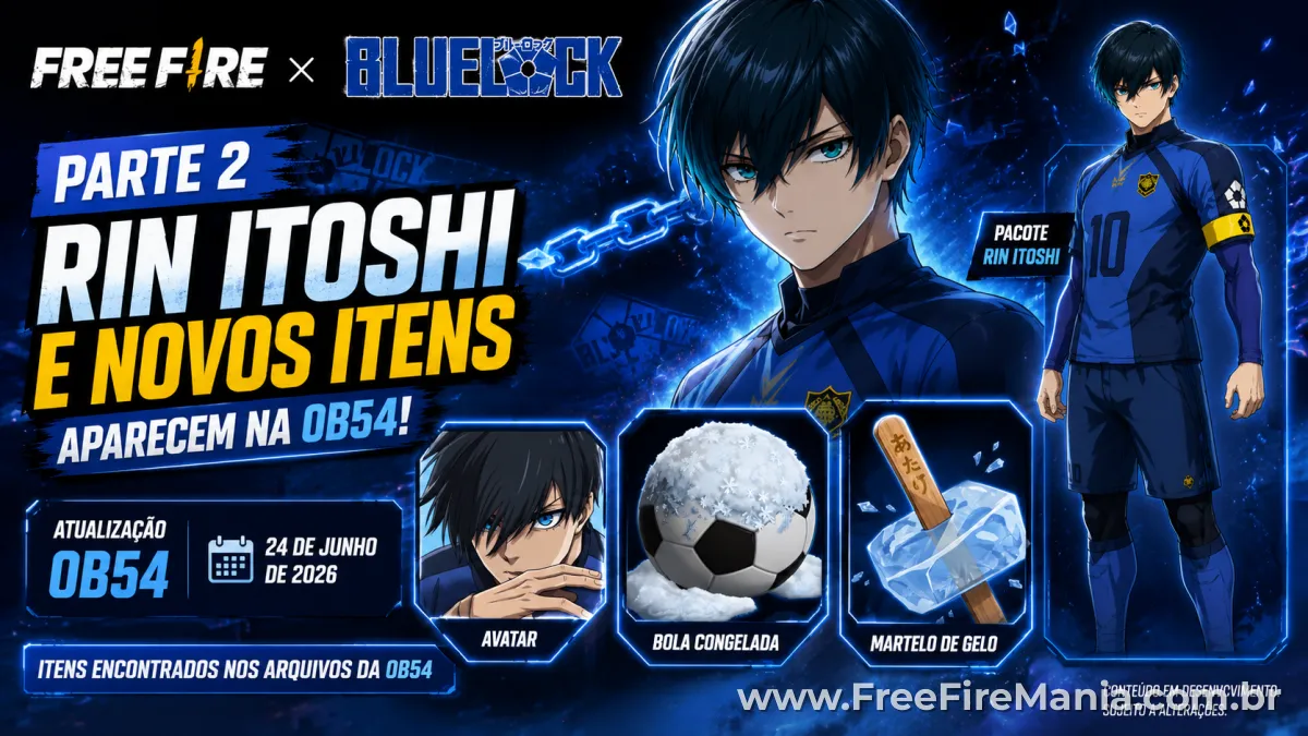 Rin Itoshi encontrado nos arquivos da atualiza&ccedil;&atilde;o OB54 do Free Fire