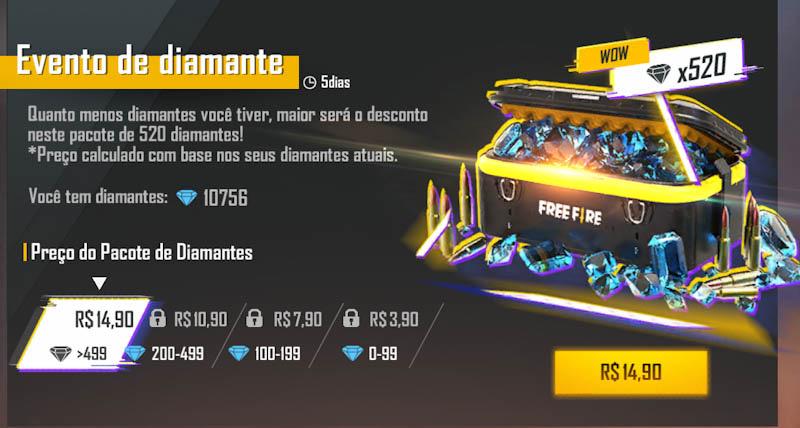 bônus de diamantes, evento menos é mais