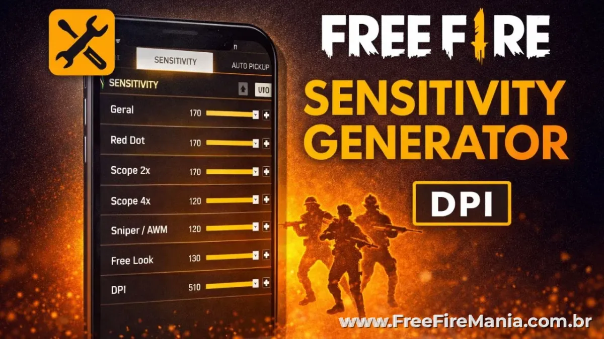 Jogador ajustando sensibilidade e HUD no Free Fire para melhorar headshot