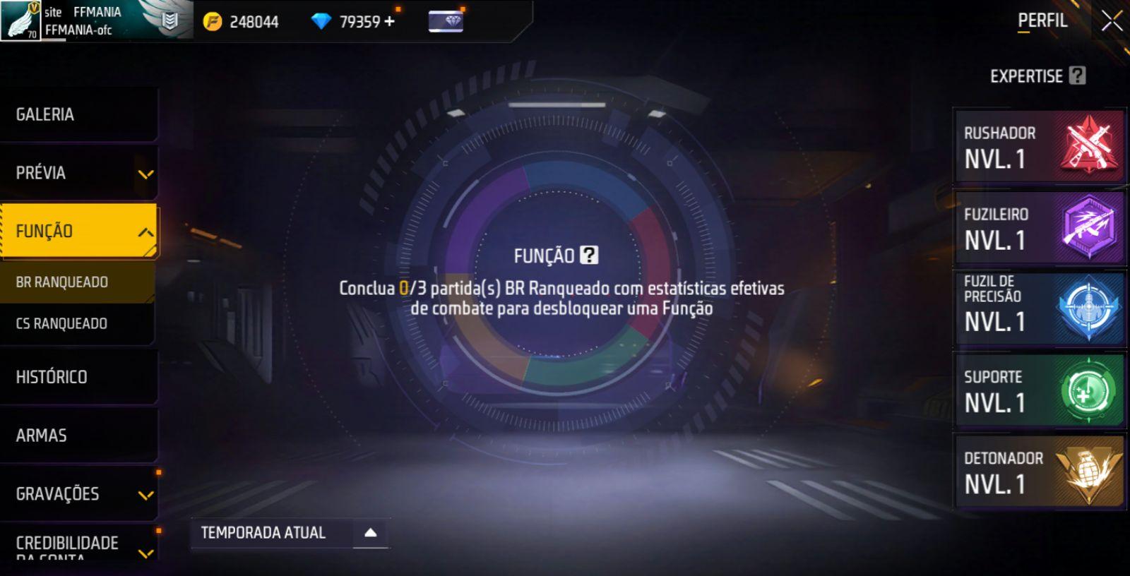 Novo sistema de Função no Free Fire