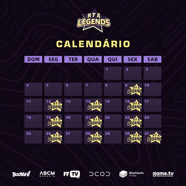 Calendário NFA Legends 2020