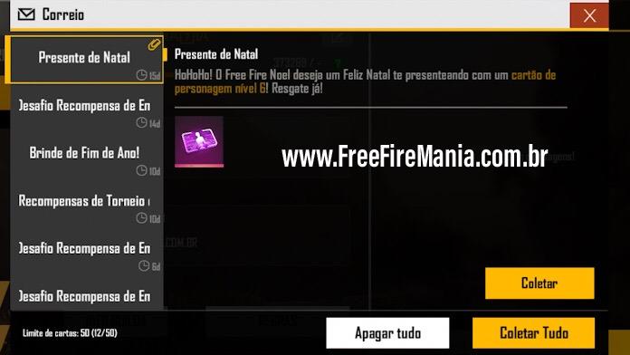 cartão personagem grátis free fire natal 2019
